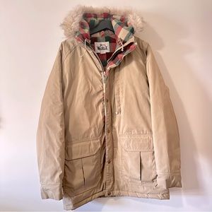Woolrich Tan Jacket with Plaid Lining